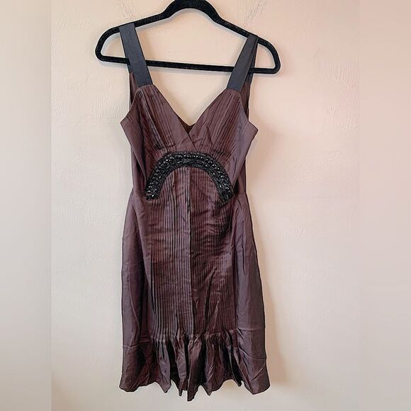 Castle Starr Black and brown silk dress size 4 - Picture 1 of 11